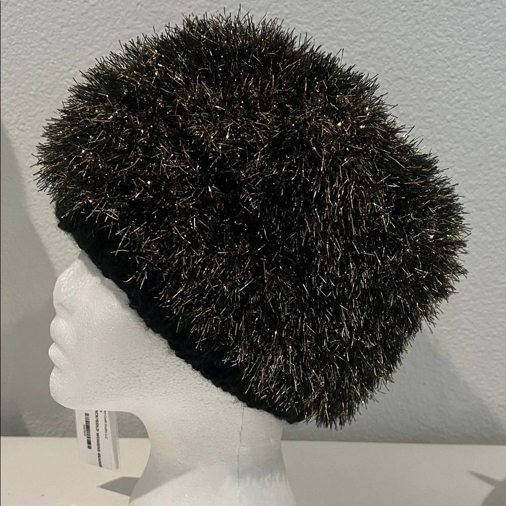 Black and Gold Handmade Beanie